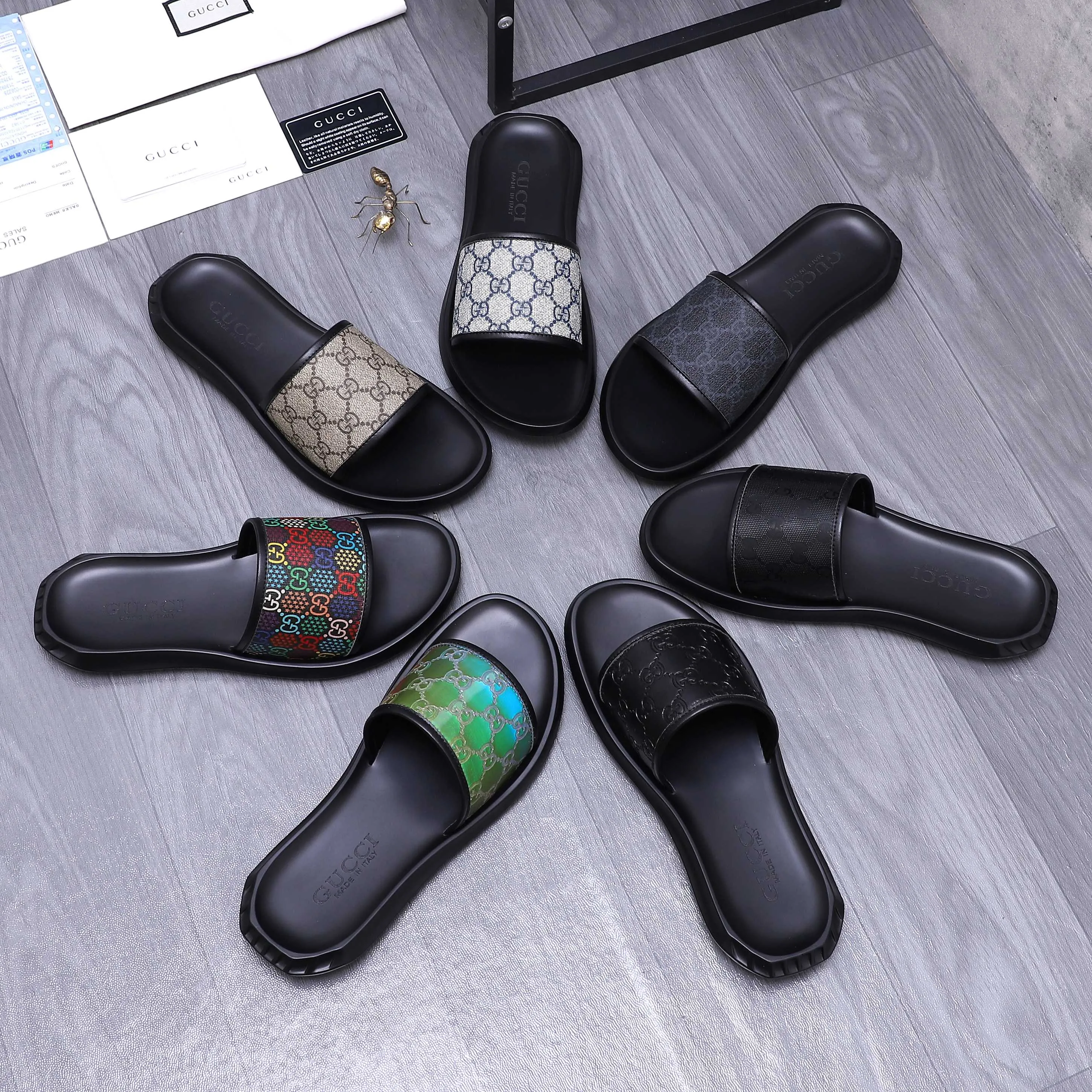 Men's shoes 💰280 Product trademark: GUCCI "Gucci" slippers Regular size: 38-44 (45.46 custom-made, non-returnable) Product materials: Selected embossed cowhide upper, instep imitation leather lining, original outsole